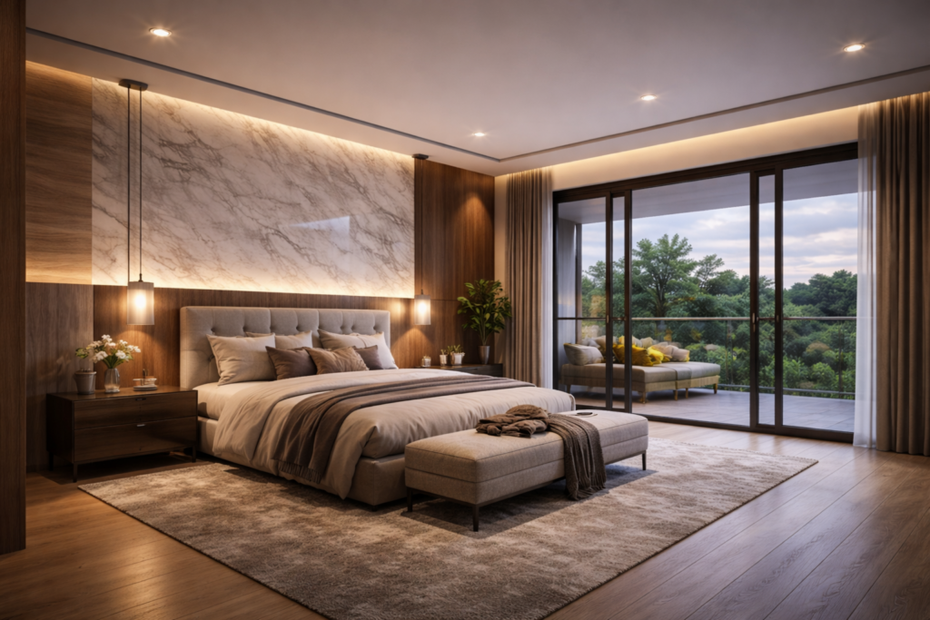 Chambre — ouverture sur le paysage
